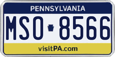 PA license plate MSO8566