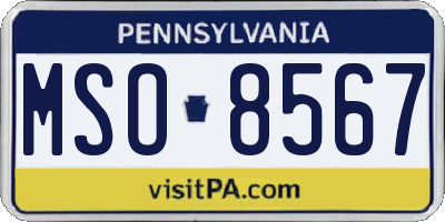 PA license plate MSO8567