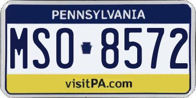 PA license plate MSO8572