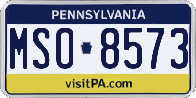 PA license plate MSO8573