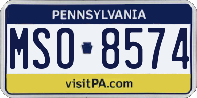 PA license plate MSO8574