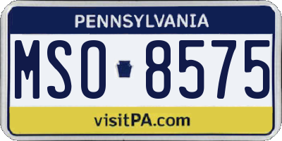 PA license plate MSO8575