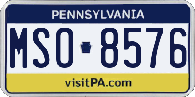 PA license plate MSO8576