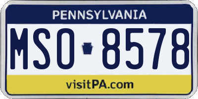 PA license plate MSO8578