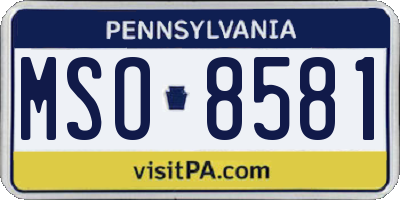PA license plate MSO8581