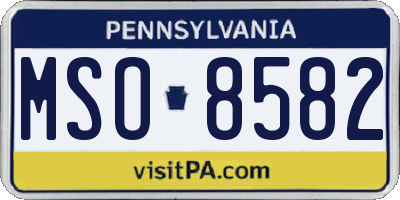 PA license plate MSO8582