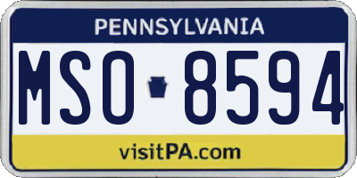 PA license plate MSO8594
