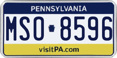 PA license plate MSO8596
