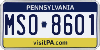 PA license plate MSO8601