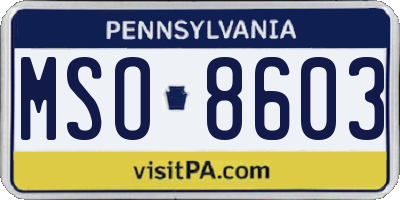 PA license plate MSO8603