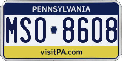 PA license plate MSO8608