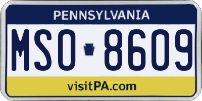 PA license plate MSO8609