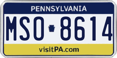 PA license plate MSO8614
