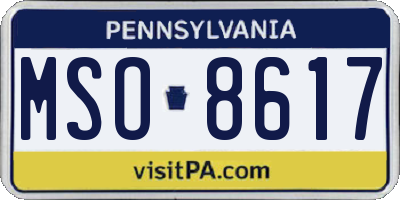 PA license plate MSO8617