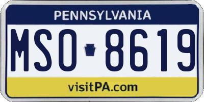PA license plate MSO8619