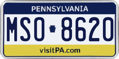 PA license plate MSO8620