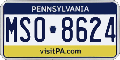 PA license plate MSO8624