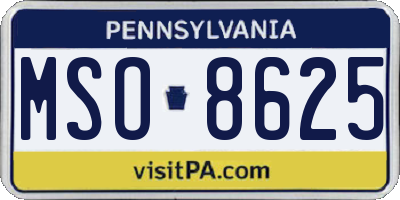 PA license plate MSO8625