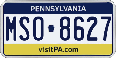 PA license plate MSO8627