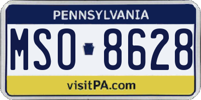 PA license plate MSO8628