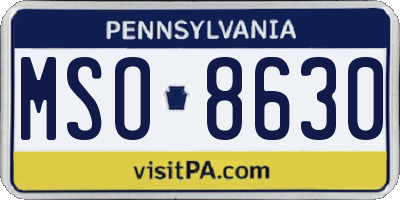 PA license plate MSO8630