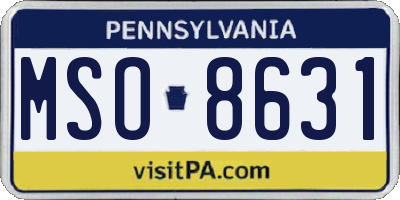 PA license plate MSO8631