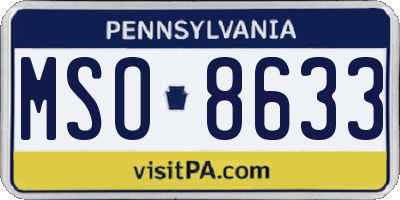 PA license plate MSO8633