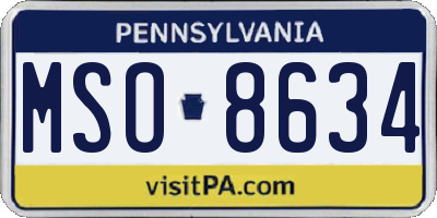 PA license plate MSO8634