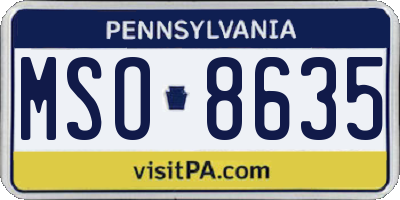 PA license plate MSO8635
