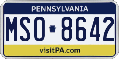 PA license plate MSO8642