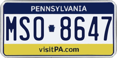 PA license plate MSO8647