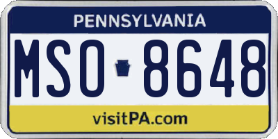 PA license plate MSO8648