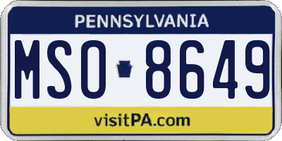 PA license plate MSO8649