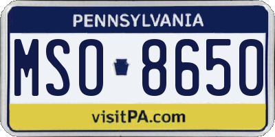 PA license plate MSO8650