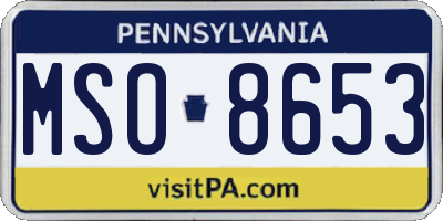 PA license plate MSO8653