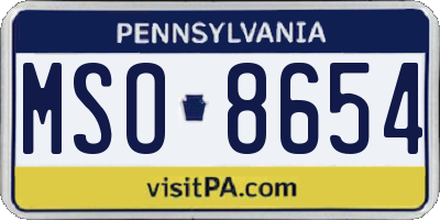 PA license plate MSO8654