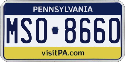 PA license plate MSO8660