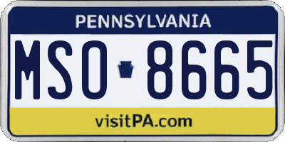 PA license plate MSO8665