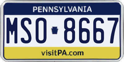 PA license plate MSO8667