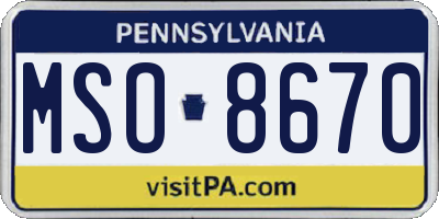 PA license plate MSO8670
