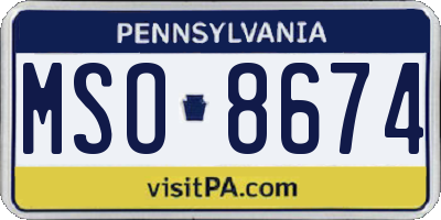 PA license plate MSO8674