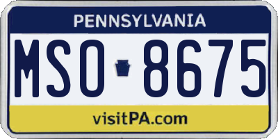 PA license plate MSO8675