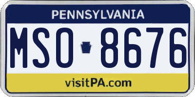 PA license plate MSO8676