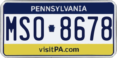 PA license plate MSO8678