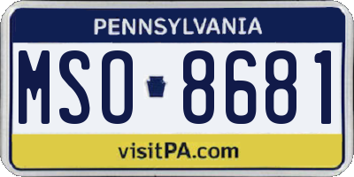 PA license plate MSO8681