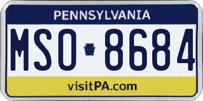 PA license plate MSO8684