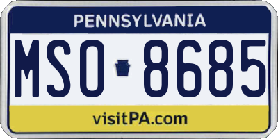 PA license plate MSO8685