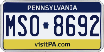 PA license plate MSO8692