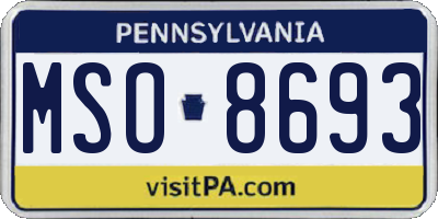 PA license plate MSO8693