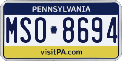 PA license plate MSO8694